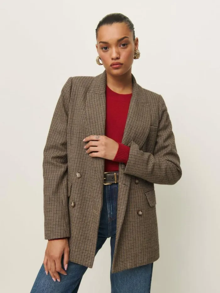 Clothing The Reformation Winston Blazer Hazel Check