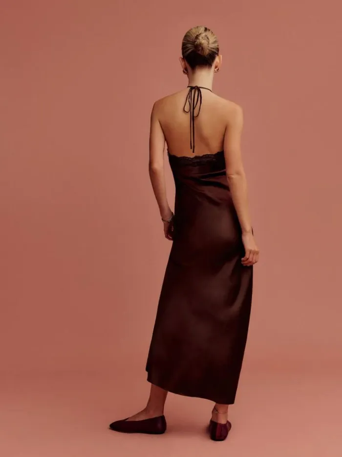 ClothingWeddings The Reformation Aara Silk Dress Mahogany