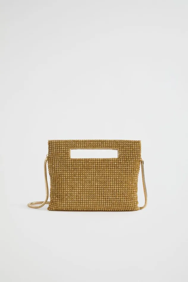 Clutches and Pouches Woman Seed Heritage Embellished Handheld Bag Soft Gold