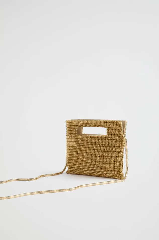 Clutches and Pouches Woman Seed Heritage Embellished Handheld Bag Soft Gold