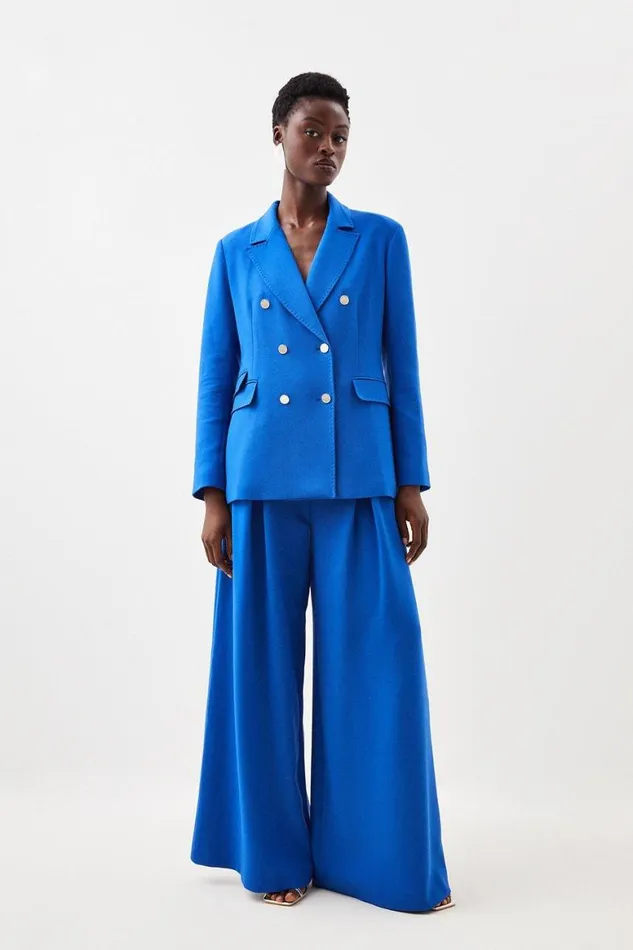 CoOrds Women Karen Millen Compact Stretch Tailored Double Breasted Blazer and Trouser Set Cobalt CoOrds Women Karen Millen Compact Stretch Tailored Double Breasted Blazer and Trouser Set Cobalt