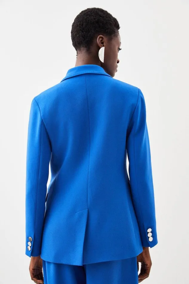 CoOrds Women Karen Millen Compact Stretch Tailored Double Breasted Blazer and Trouser Set Cobalt