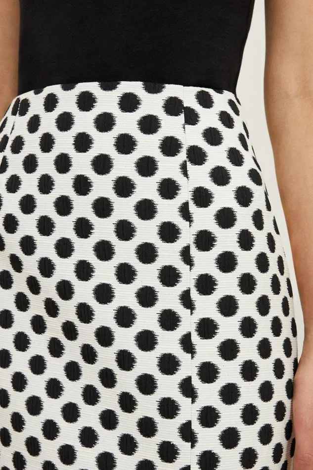 CoOrds Women Karen Millen Tailored Jacquard Spot Pencil Midi Skirt Mono