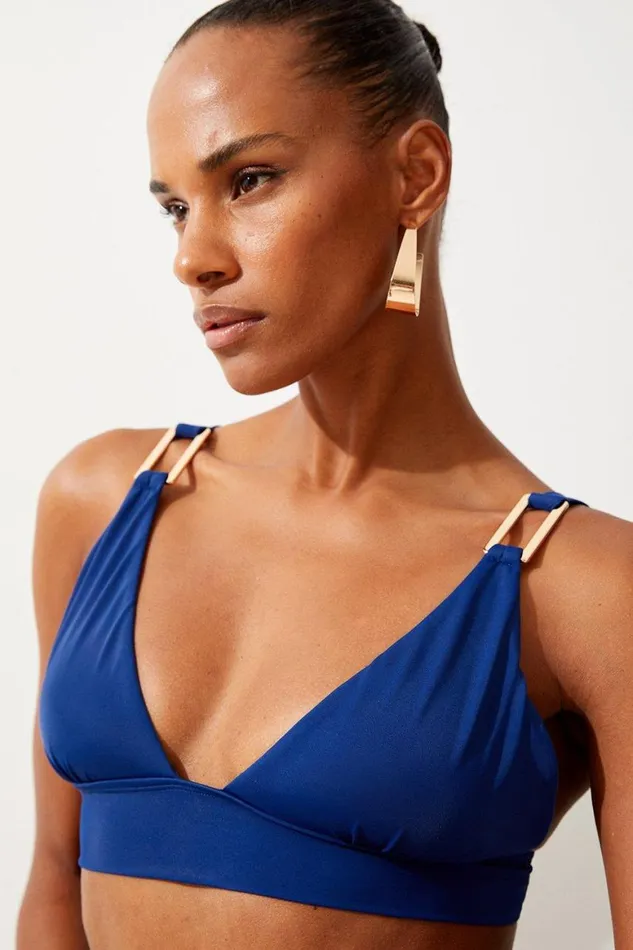CoOrds Women Karen Millen Trim Detail Bikini Set Blue