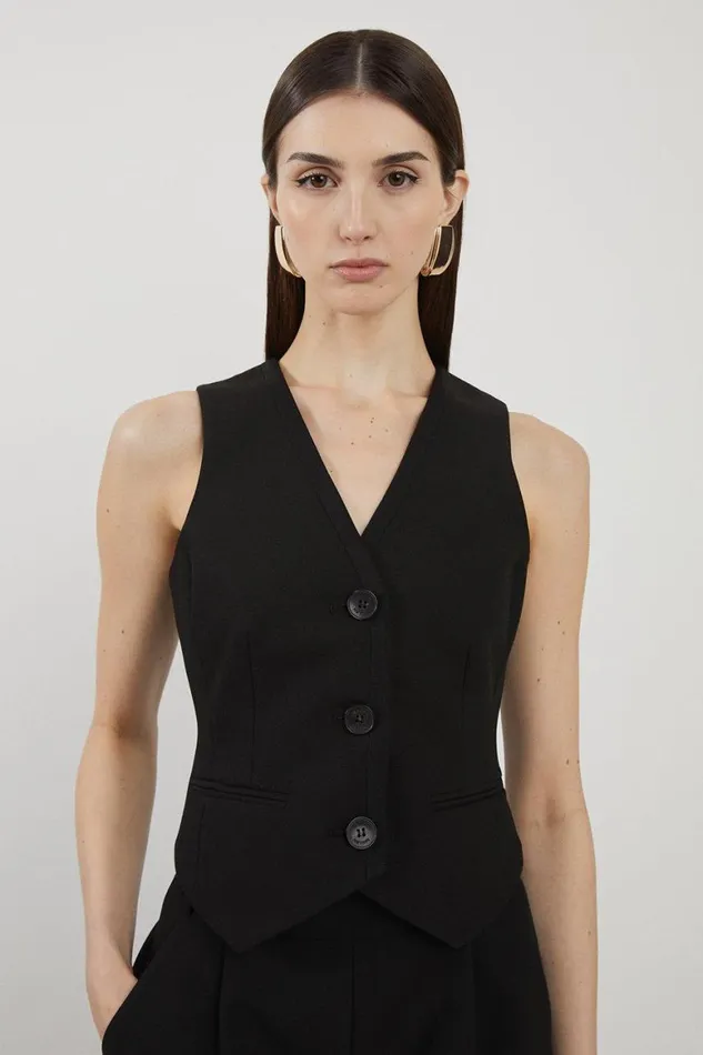 Coats and Jackets Women Karen Millen Clean Tailored Grosgrain Tipped Waistcoat Black Coats and Jackets Women Karen Millen Clean Tailored Grosgrain Tipped Waistcoat Black