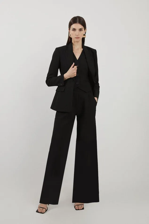 Coats and Jackets Women Karen Millen Clean Tailored Grosgrain Tipped Waistcoat Black