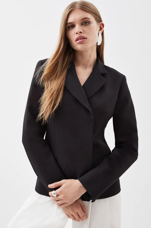 Coats and Jackets Women Karen Millen Compact Stretch High Break Point Tailored Blazer Black Coats and Jackets Women Karen Millen Compact Stretch High Break Point Tailored Blazer Black