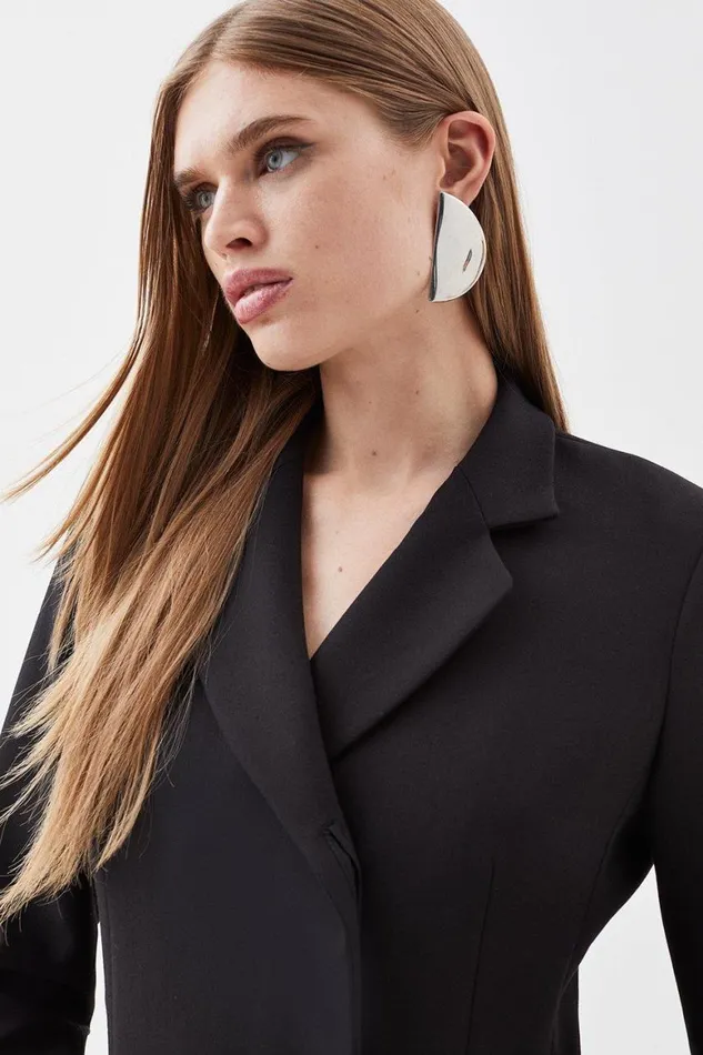 Coats and Jackets Women Karen Millen Compact Stretch High Break Point Tailored Blazer Black