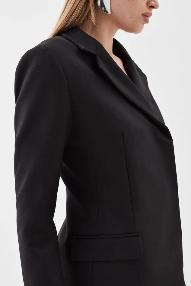 Coats and Jackets Women Karen Millen Compact Stretch High Break Point Tailored Blazer Black