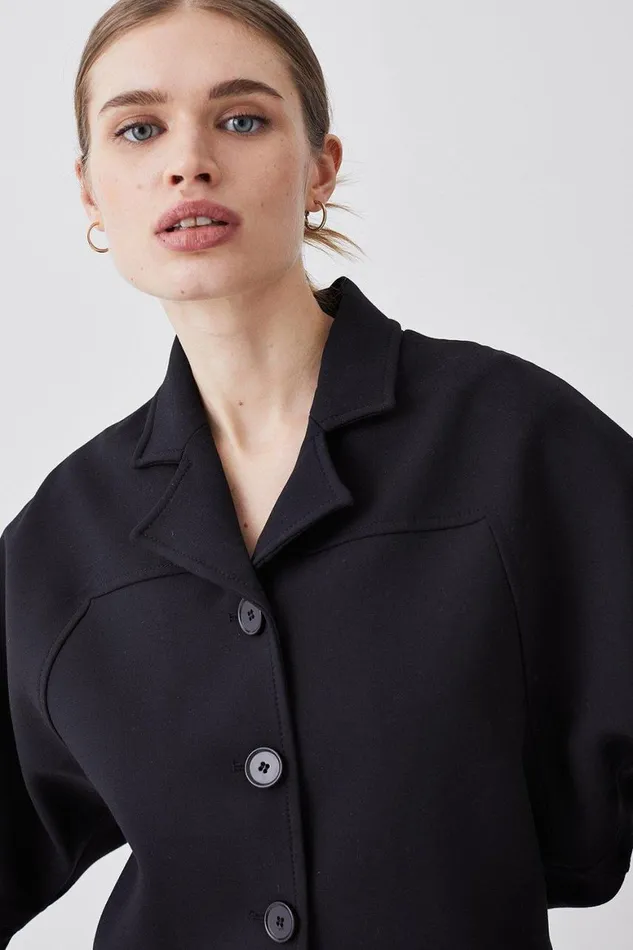 Coats and Jackets Women Karen Millen Compact Stretch Rounded Sleeve Jacket Black