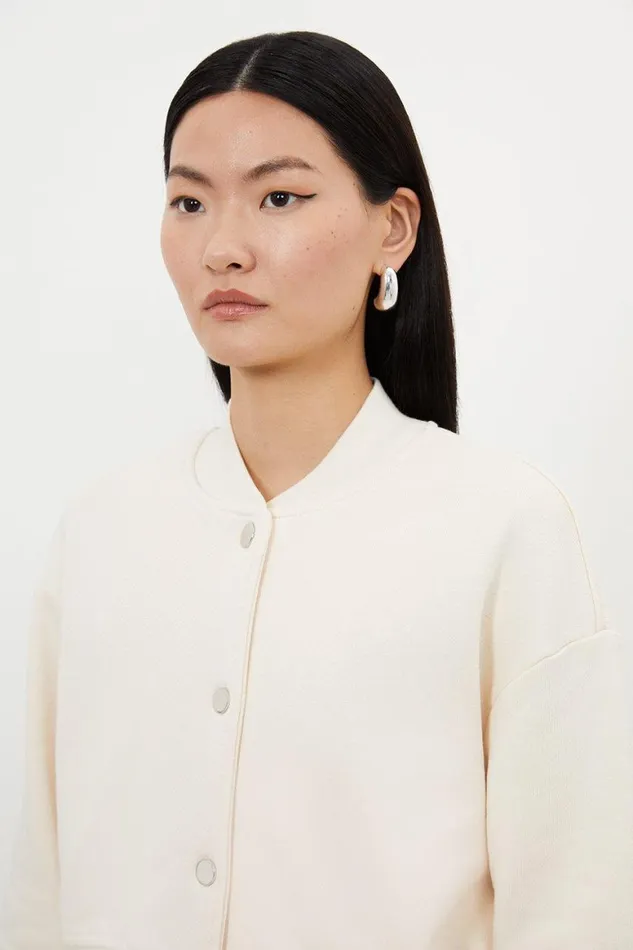 Coats and Jackets Women Karen Millen Jersey Loop Back Sweatshirt Jacket Cream