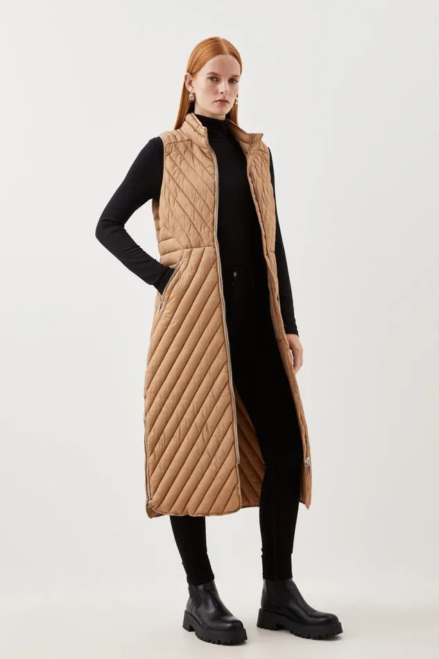 Coats and Jackets Women Karen Millen Lightweight Longline Knee Length Gilet Neutral Coats and Jackets Women Karen Millen Lightweight Longline Knee Length Gilet Neutral