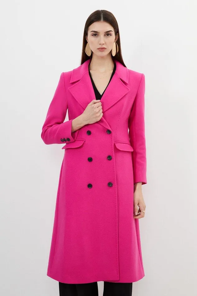 Coats and Jackets Women Karen Millen Petite Italian Wool Double Breasted Longline Coat Fuchsia Coats and Jackets Women Karen Millen Petite Italian Wool Double Breasted Longline Coat Fuchsia