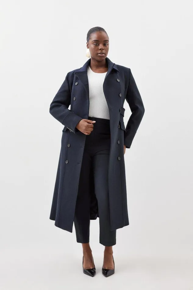 Coats and Jackets Women Karen Millen Plus Size Italian Manteco Wool Blend Double Breasted Tab Detail Coat Navy Coats and Jackets Women Karen Millen Plus Size Italian Manteco Wool Blend Double Breasted Tab Detail Coat Navy