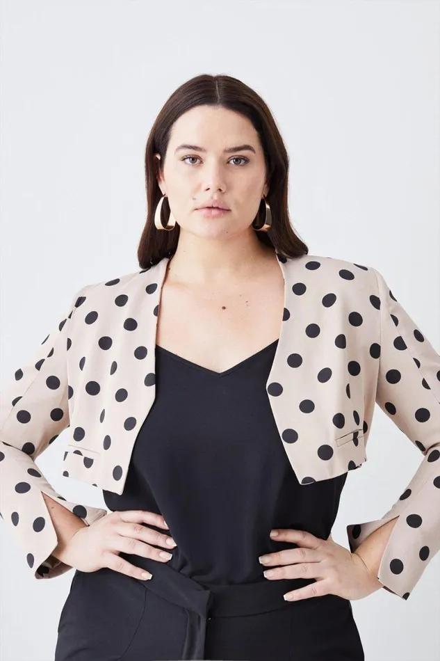 Coats and Jackets Women Karen Millen Plus Size Polka Dot Linen Edge To Edge Cropped Jacket Multi Coats and Jackets Women Karen Millen Plus Size Polka Dot Linen Edge To Edge Cropped Jacket Multi
