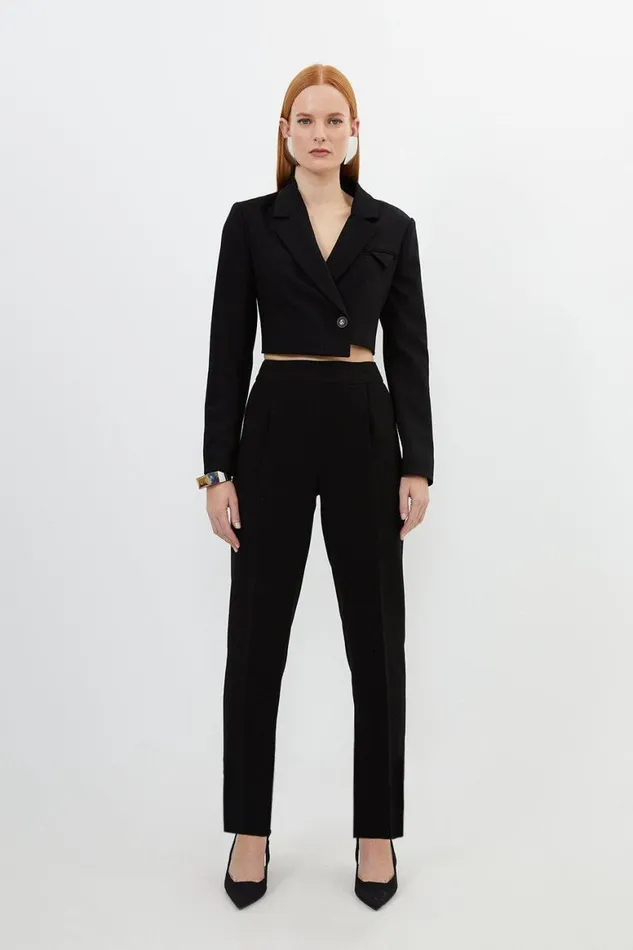 Coats and Jackets Women Karen Millen Tailored Cropped Single Breasted Blazer Black