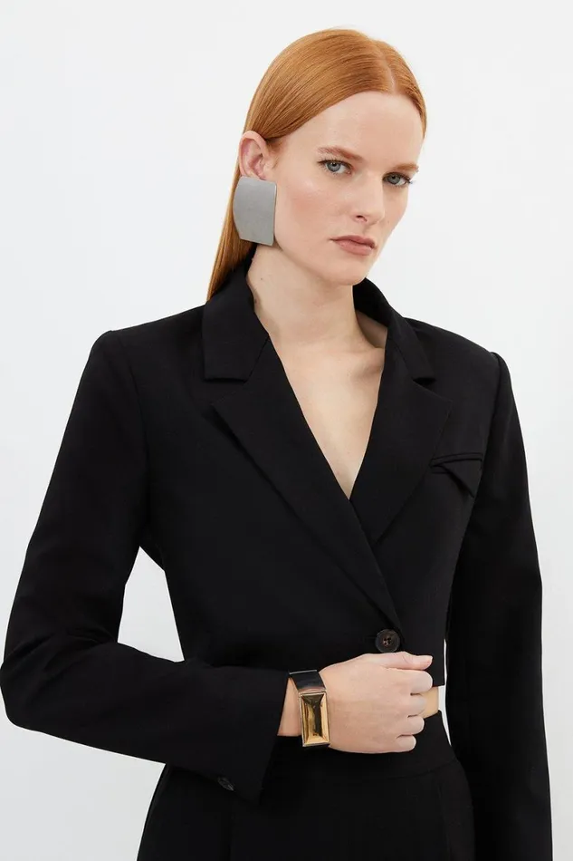Coats and Jackets Women Karen Millen Tailored Cropped Single Breasted Blazer Black