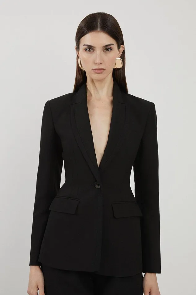 Coats and Jackets Women Karen Millen Tall Clean Tailored Grosgrain Tipped Single Breasted Blazer Black Coats and Jackets Women Karen Millen Tall Clean Tailored Grosgrain Tipped Single Breasted Blazer Black