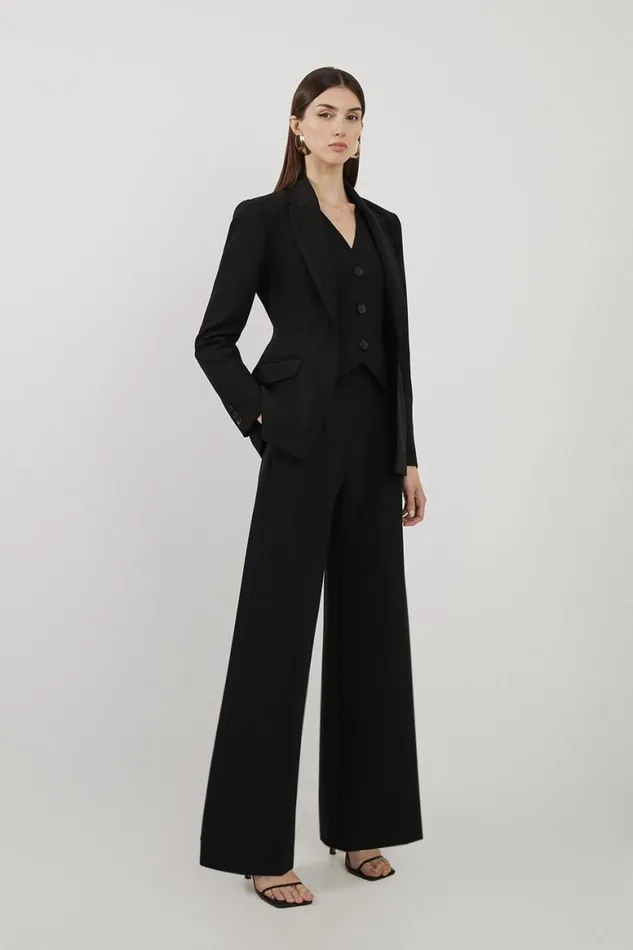 Coats and Jackets Women Karen Millen Tall Clean Tailored Grosgrain Tipped Single Breasted Blazer Black