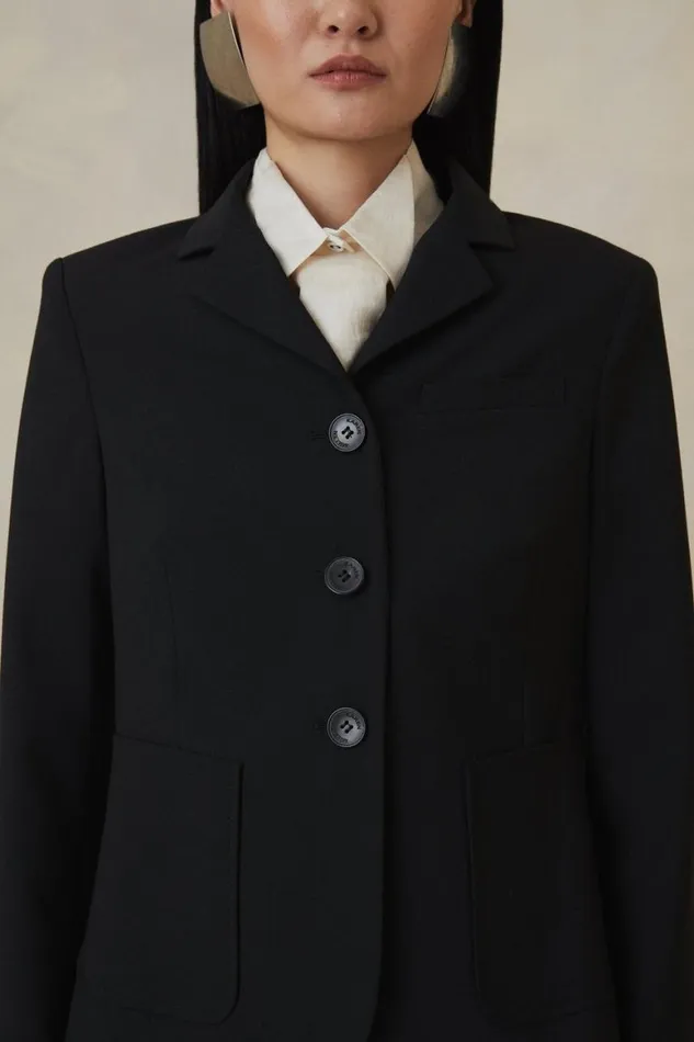 Coats and Jackets Women Karen Millen The Founder Tailored Wool Blend Single Breasted Blazer Black