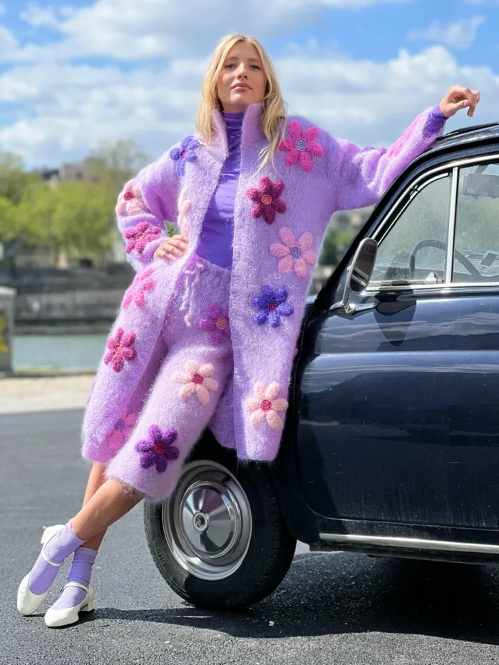 Coats Women Rose Carmine COAT FREE FLOWERS PARME