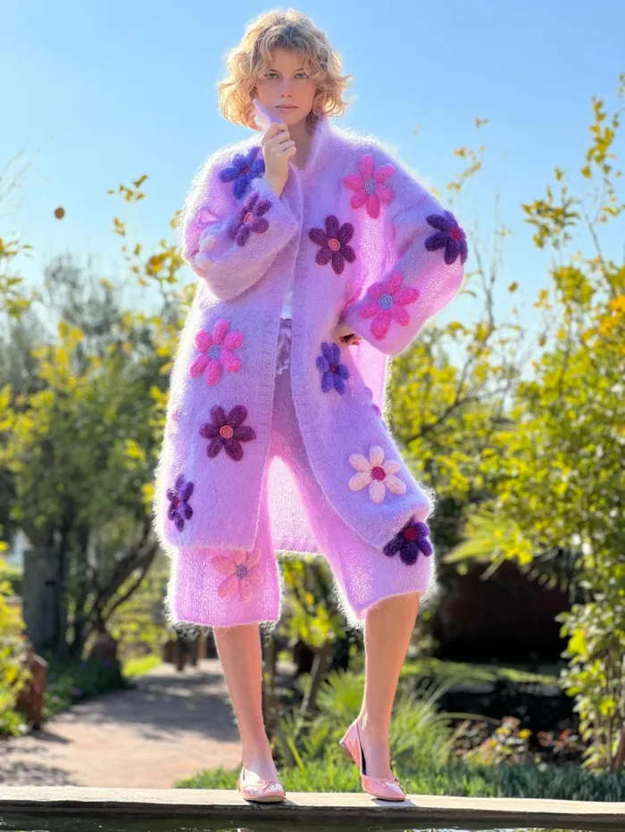 Coats Women Rose Carmine COAT FREE FLOWERS PARME