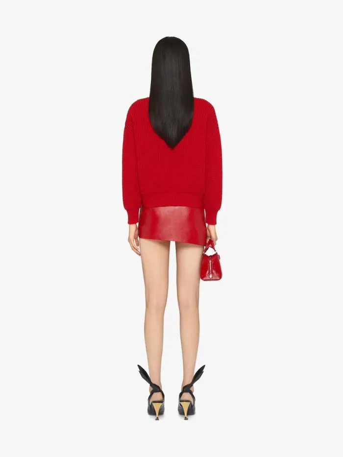 Cropped 4g Sweater In Waffle Wool Red Women Givenchy Sweaters
