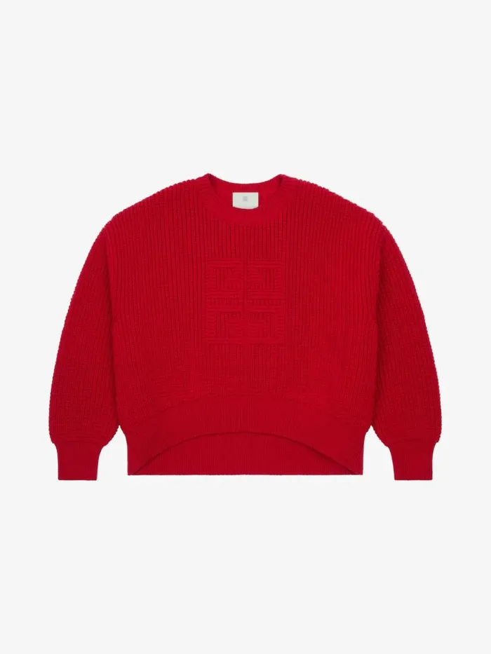 Cropped 4g Sweater In Waffle Wool Red Women Givenchy Sweaters