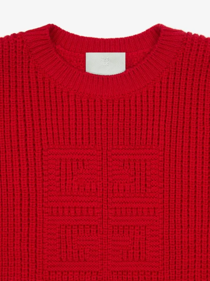 Cropped 4g Sweater In Waffle Wool Red Women Givenchy Sweaters