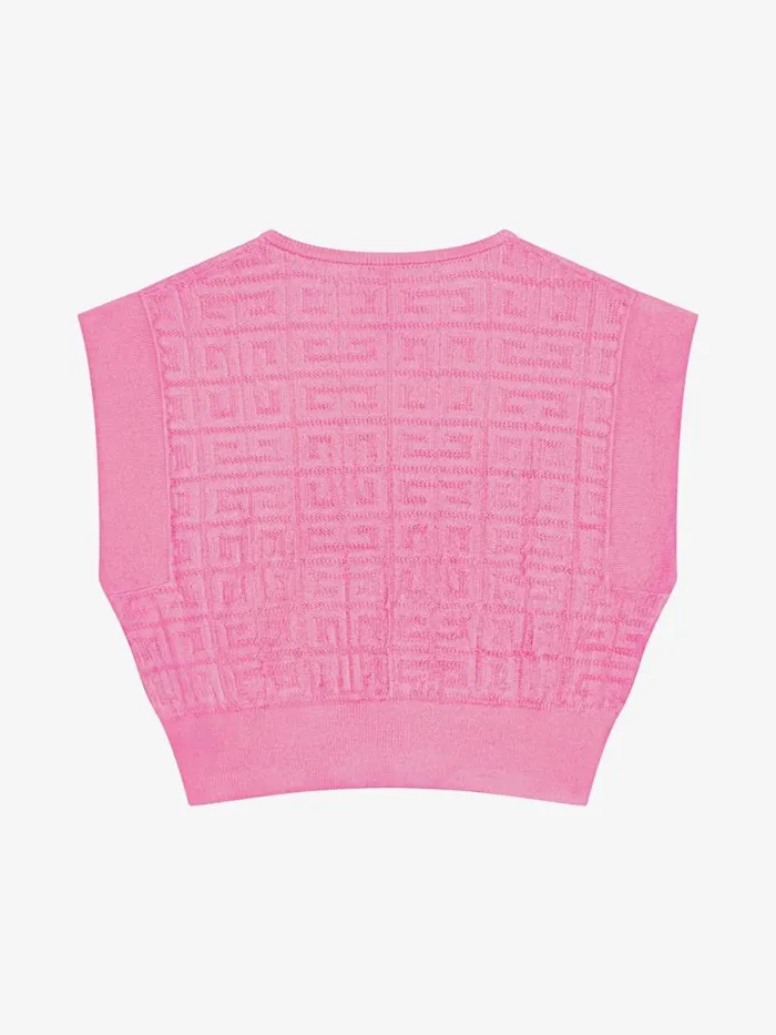 Cropped Sleeveless Sweater In 4g Jacquard Pink Kids Givenchy
