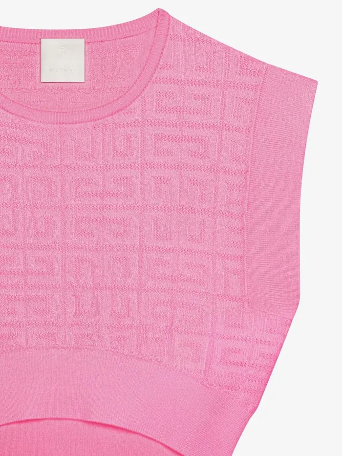 Cropped Sleeveless Sweater In 4g Jacquard Pink Kids Givenchy