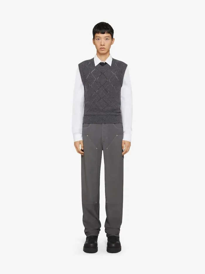 Cropped Sweater In Wool Medium Grey Men Givenchy Sweaters