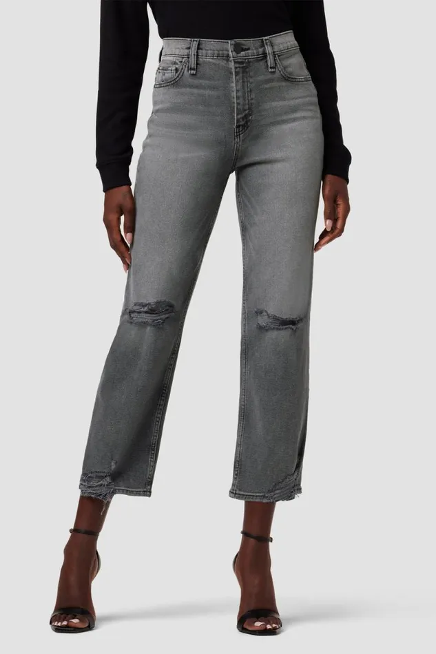 Cropped Women Hudson Jeans Remi HighRise Straight Crop Jean Stone Grey Destructed Cropped Women Hudson Jeans Remi HighRise Straight Crop Jean Stone Grey Destructed