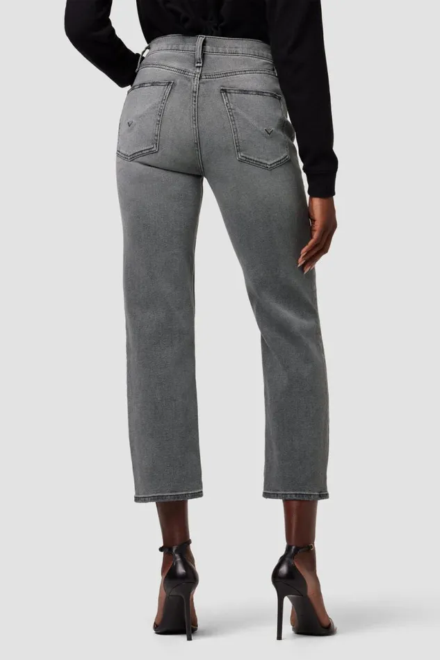 Cropped Women Hudson Jeans Remi HighRise Straight Crop Jean Stone Grey Destructed
