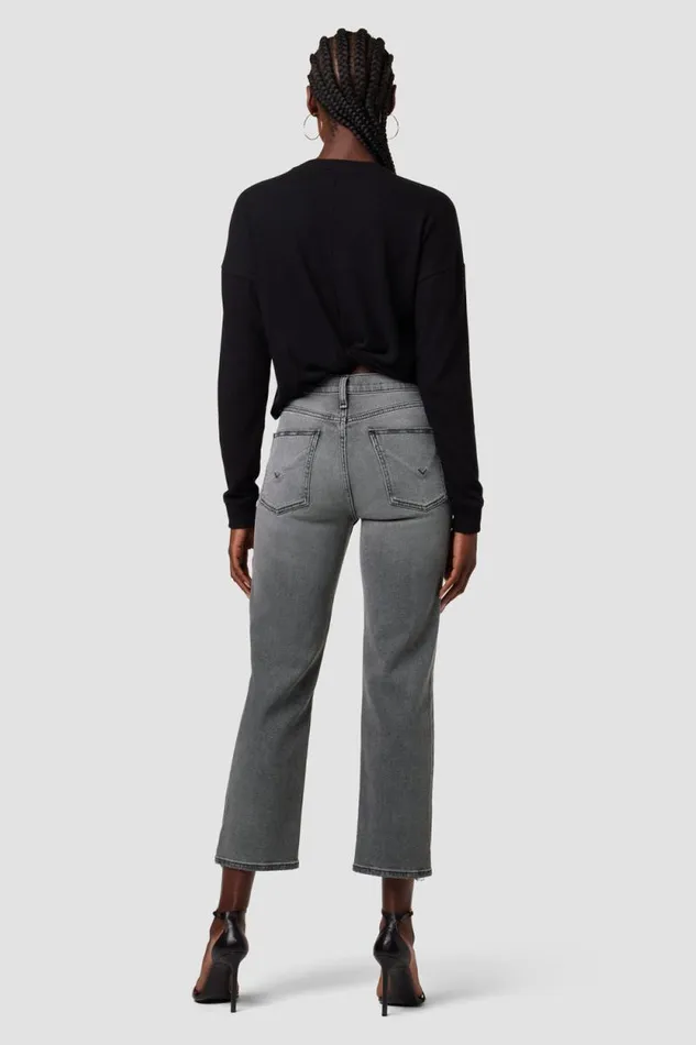 Cropped Women Hudson Jeans Remi HighRise Straight Crop Jean Stone Grey Destructed