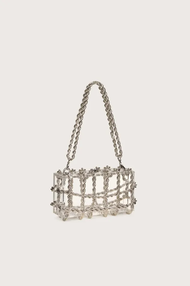 Cult Gaia Bess Shoulder Bag Shiny Silver Women Shoulder Bags