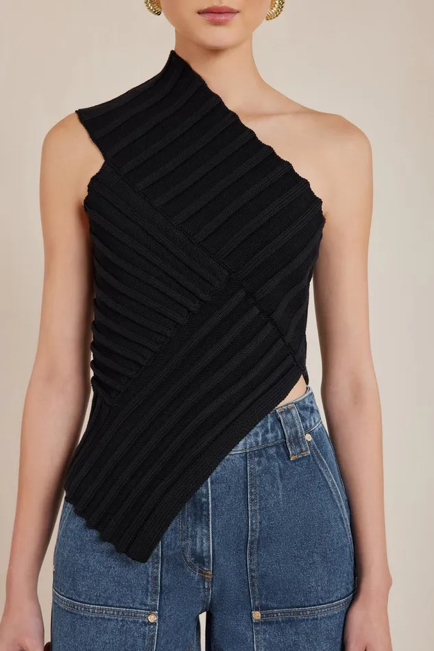 Cult Gaia Del Knit Top Black Women Knits