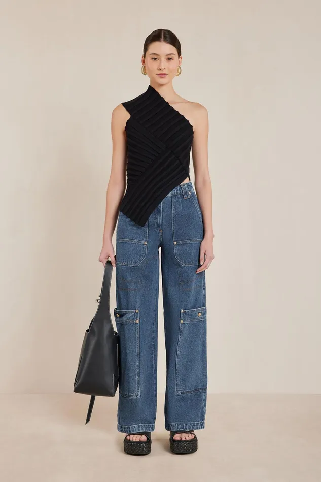 Cult Gaia Del Knit Top Black Women Knits