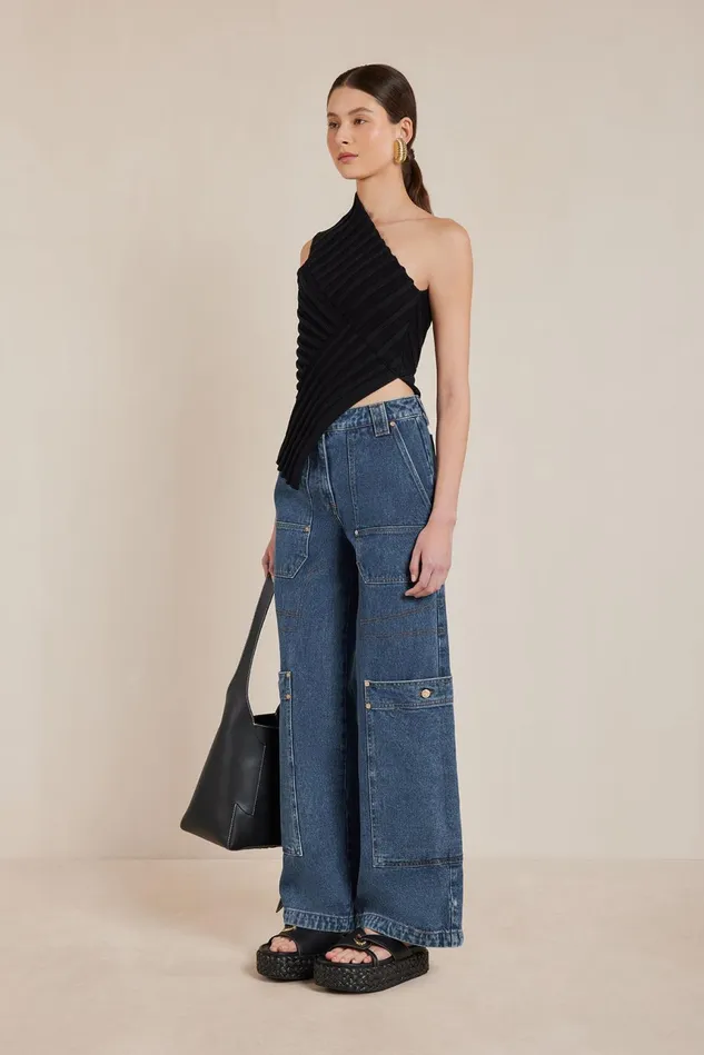 Cult Gaia Del Knit Top Black Women Knits