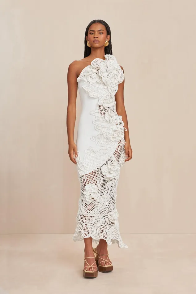 Cult Gaia Galla Crochet Gown Off White Women Dresses