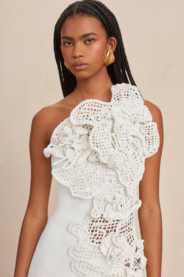 Cult Gaia Galla Crochet Gown Off White Women Dresses