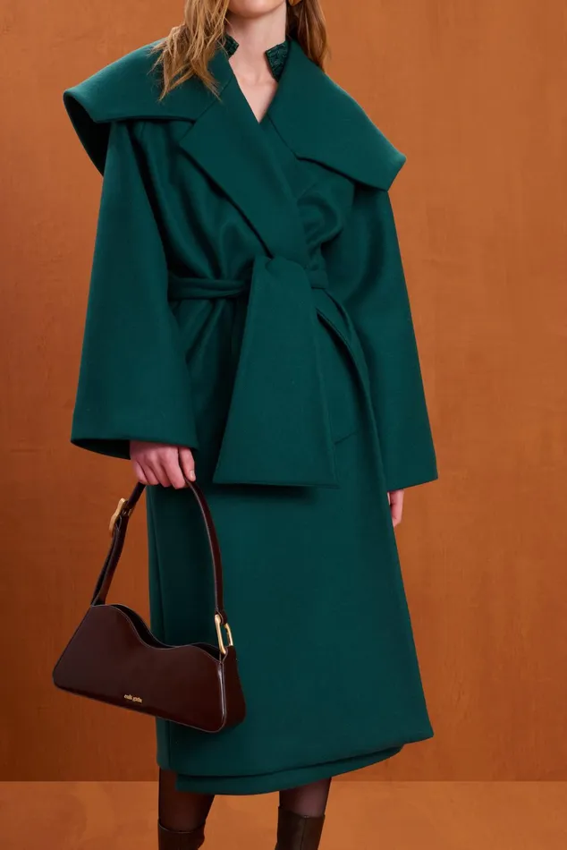 Cult Gaia Nix Coat Forest Green Women Outerwear