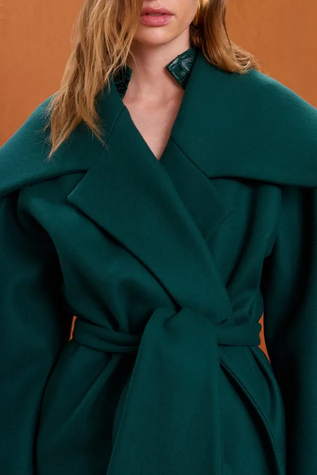 Cult Gaia Nix Coat Forest Green Women Outerwear