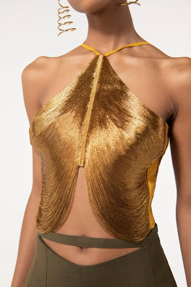 Cult Gaia Quella Top Gold Women Tops Cult Gaia Quella Top Gold Women Tops