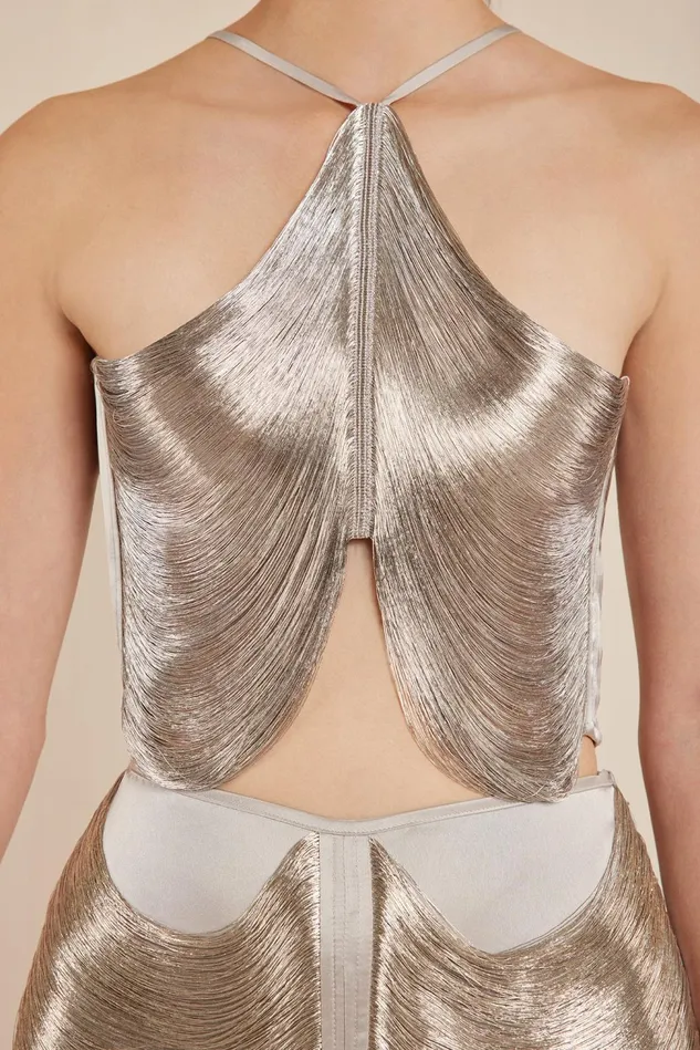 Cult Gaia Quella Top Silver Women Tops