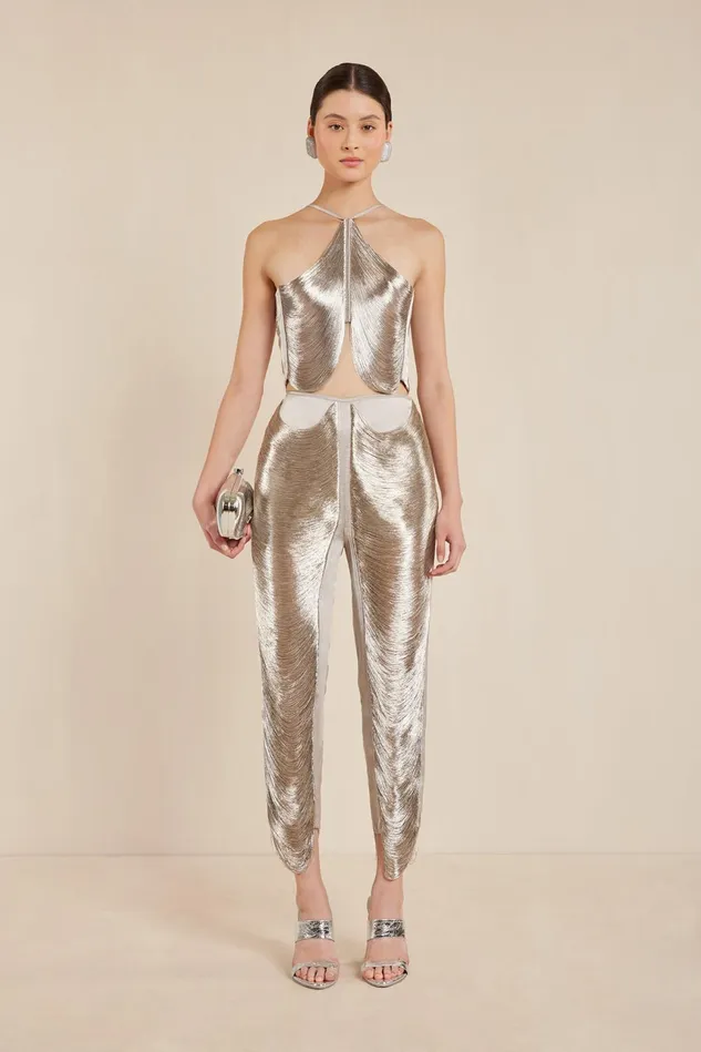 Cult Gaia Quella Top Silver Women Tops