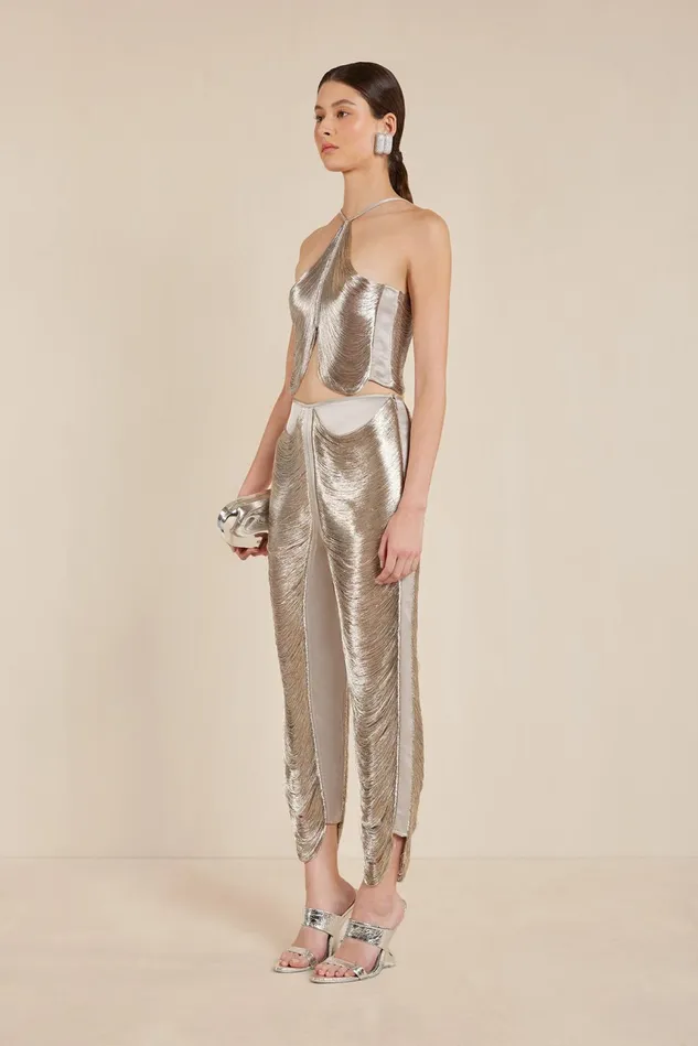 Cult Gaia Quella Top Silver Women Tops