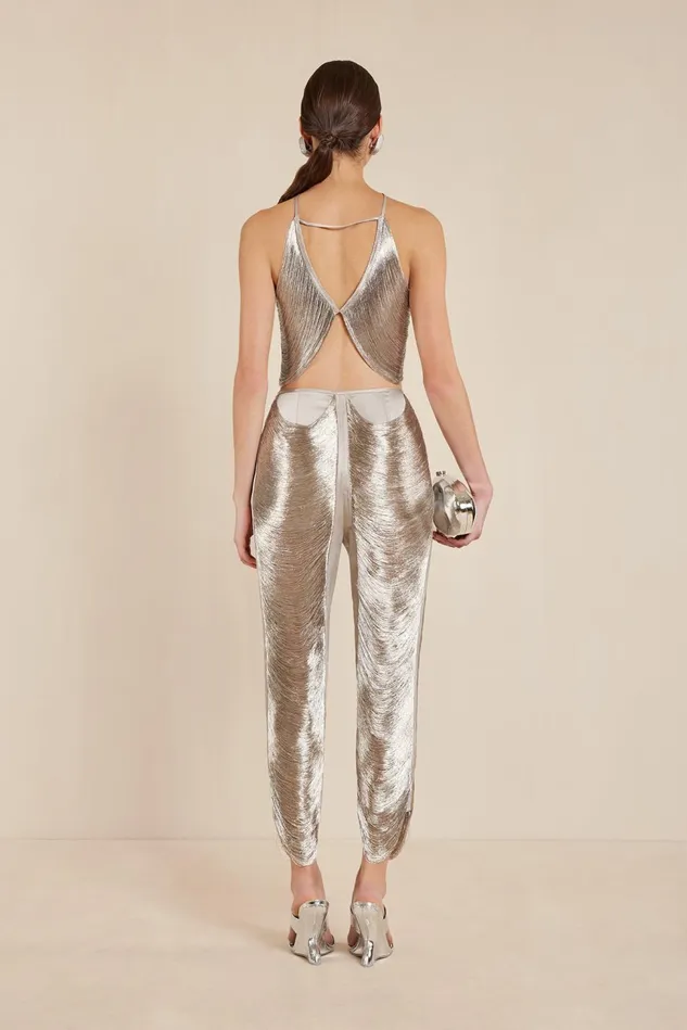 Cult Gaia Quella Top Silver Women Tops