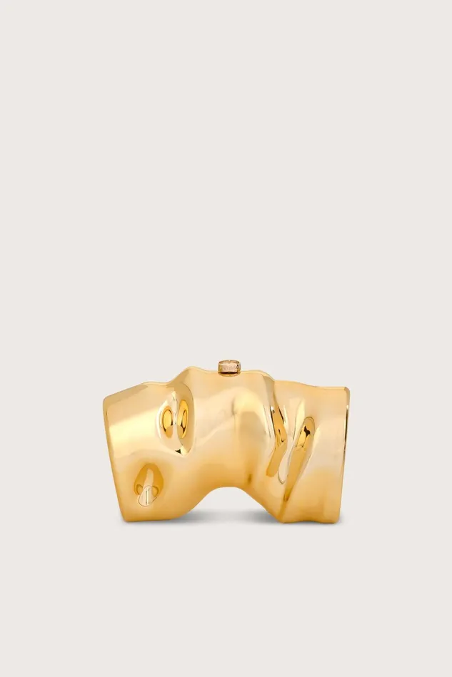 Cult Gaia Scrunch Clutch Shiny Gold Women Clutches