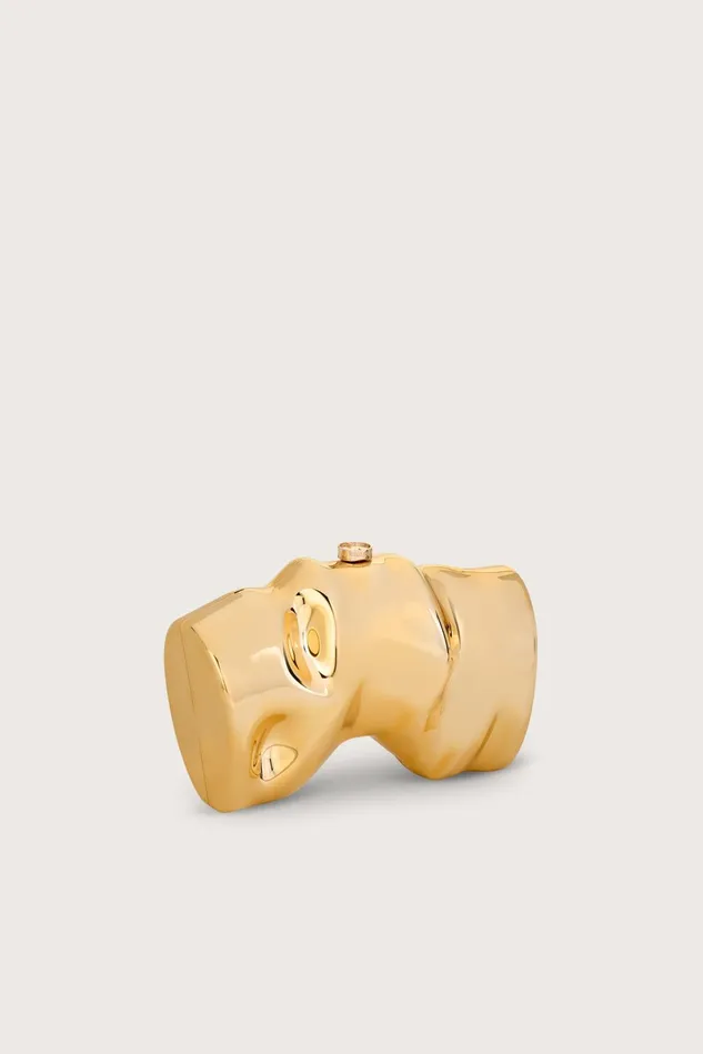 Cult Gaia Scrunch Clutch Shiny Gold Women Clutches